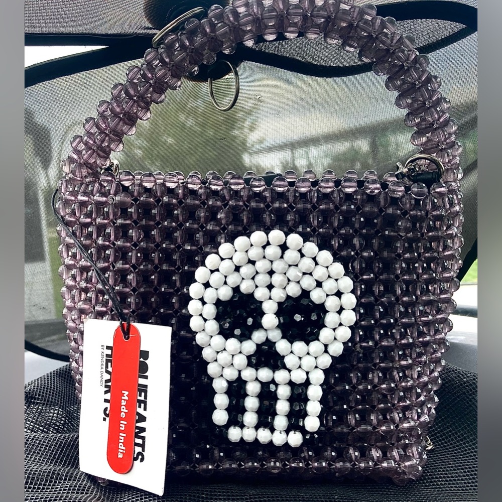Bouffants and Broken Hearts Beaded Skull Handbag - NWT!